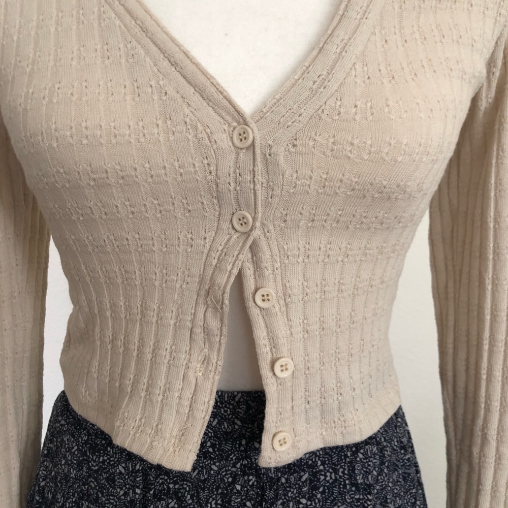 Cropped Button Down Cardigan - Picture 2 of 3